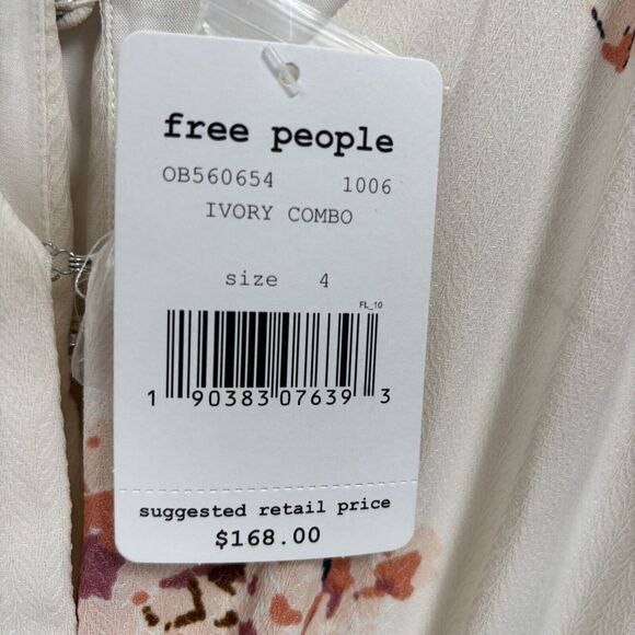 NEW Free People All I Got Floral Maxi Dress Boho Peasant Women's Ivory Size 4 - Picture 11 of 14